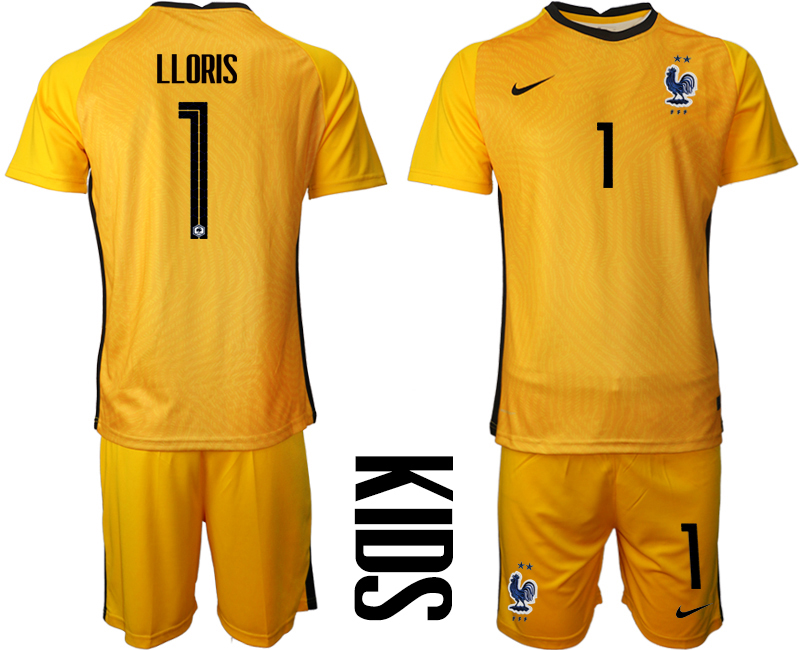 2021 France yellow goalkeeper youth #1 soccer jerseys